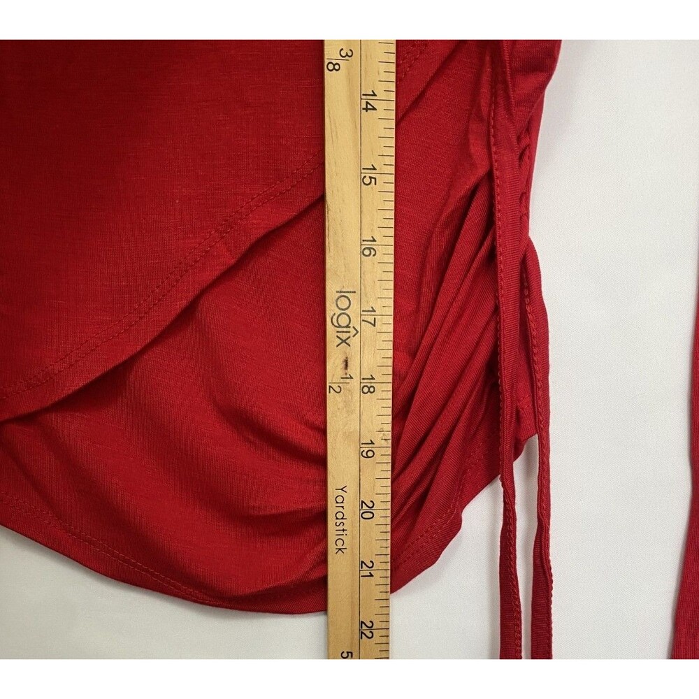 Women’s Red Long Sleeve Wrap Top with Tie Detail Size M - Picture 7 of 7